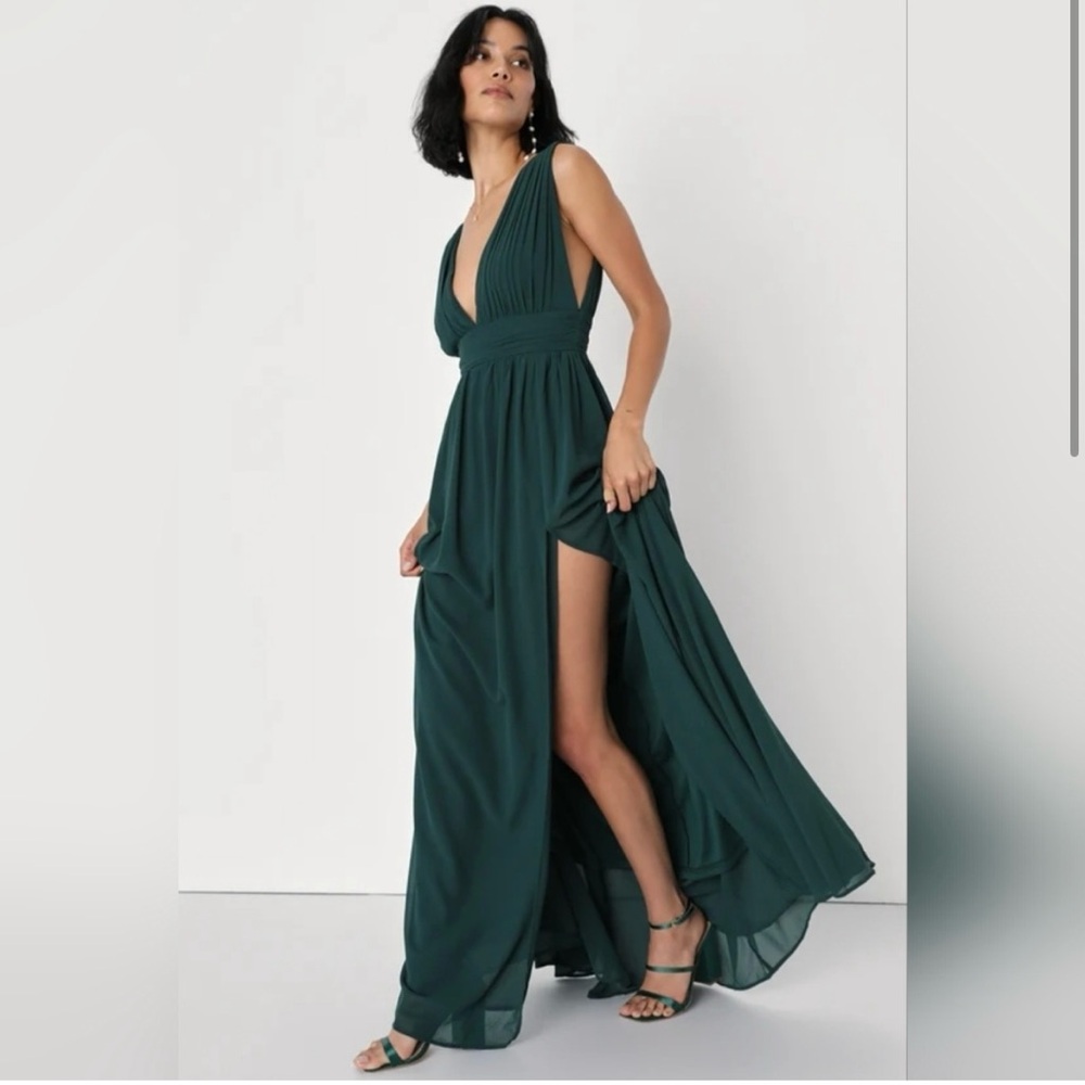 Heavenly Hues Forest Green Maxi Dress Lulu's NWT Small - Picture 2 of 6